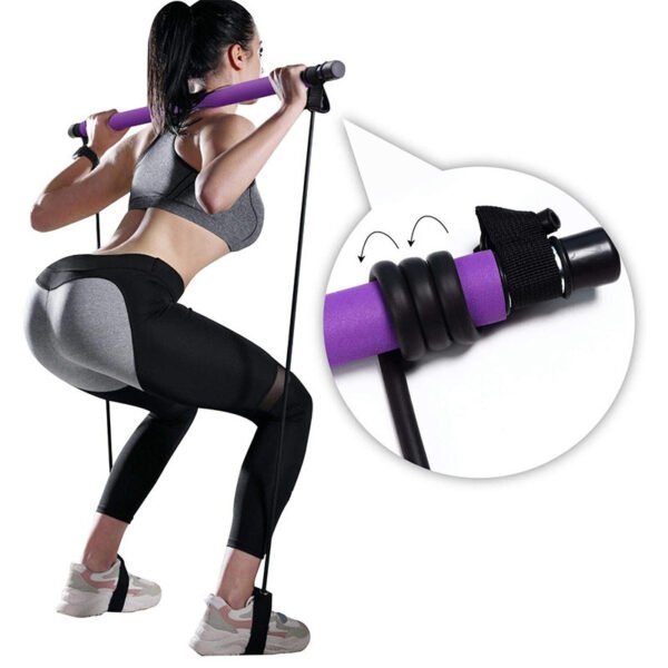 Portable Yoga & Pilates Bar with Resistance Bands – Elastic Workout Gear for Home Fitness & Bodybuilding